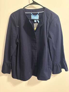 Draper James Peplum Sleeve Short Coat in Nassau Navy
